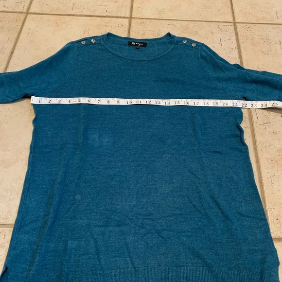 Lily Morgan Teal Blue Button-Detail Sweater - Size Large - Picture 4 of 7